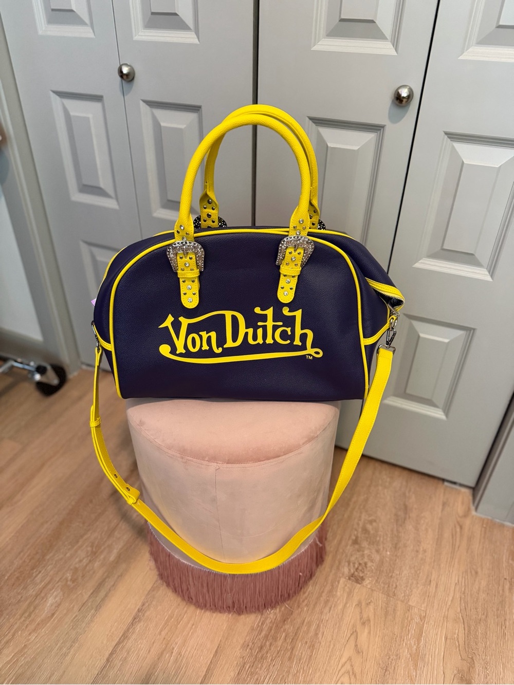 Von Dutch Navy and Bright Yellow Dome Tote